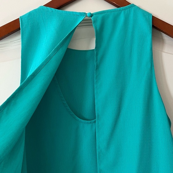 C. Luce Designer Turquoise Sleeveless Layered Blouse Women’s Size Small - Picture 3 of 12